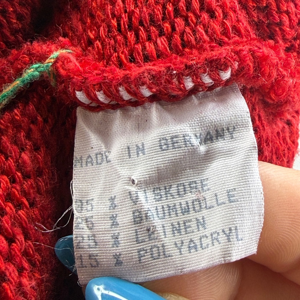 Vergissmeinnicht Cardigan Women M Red Vintage German Folk Floral Knit Sweater - Picture 7 of 8